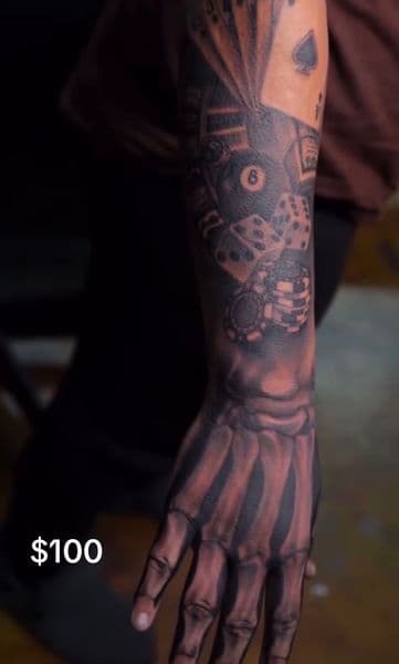 Black & Grey + Realism playing cards tattoo on Hand by inkbyman_ on TattMe