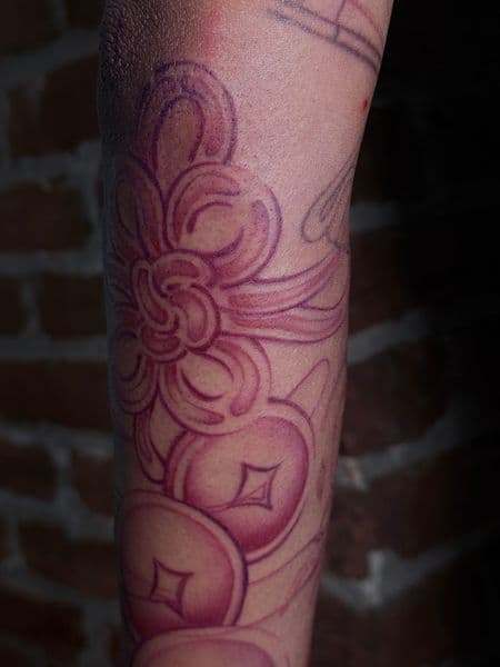Floral + Japanese flower tattoo on Forearm by Ana_Cloud on TattMe
