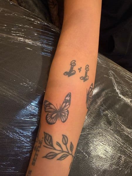 Fine Line + Black & Grey butterflies tattoo on Forearm by tattedby_A on TattMe