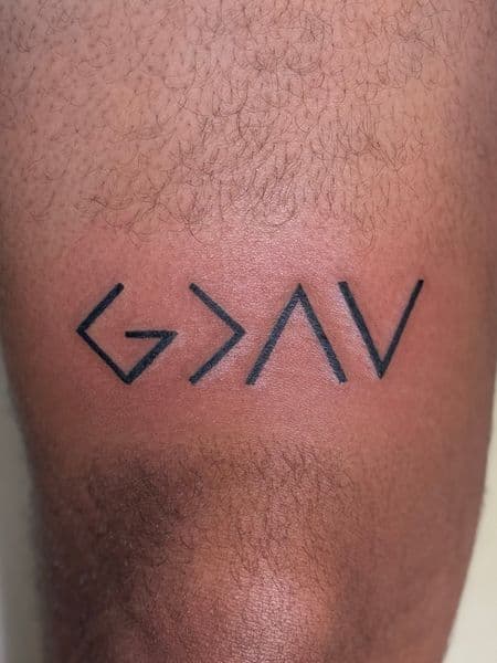 Fine Line + Black-work symbol tattoo on Thigh by tattedby_A on TattMe