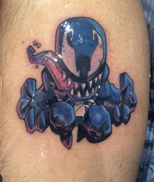 Cartoon + Pop Culture venom tattoo on Calf by l_allen_tattoos on TattMe
