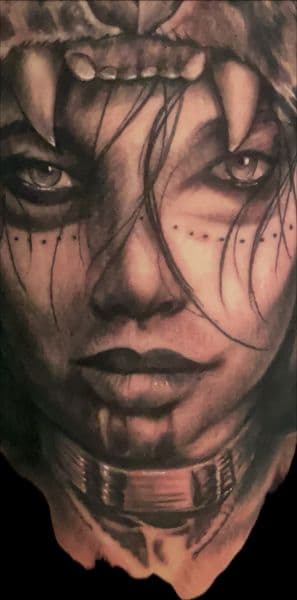 Realism + Black & Grey woman tattoo on Upper Arm by l_allen_tattoos on TattMe