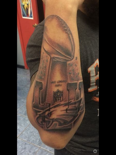Black & Grey + Realism vince lombardi trophy tattoo on Forearm by l_allen_tattoos on TattMe