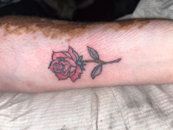 Color + Line-work rose tattoo on Forearm by Phillys_Finest_customs_ on TattMe