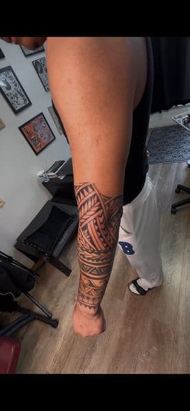 Polynesian + Tribal patterns tattoo on Half Sleeve by 008ink on TattMe