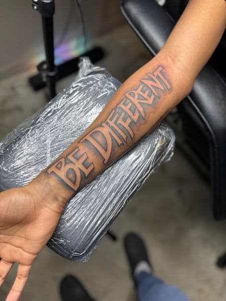 Lettering + Black & Grey lettering tattoo on Forearm by 8balltattoo on TattMe