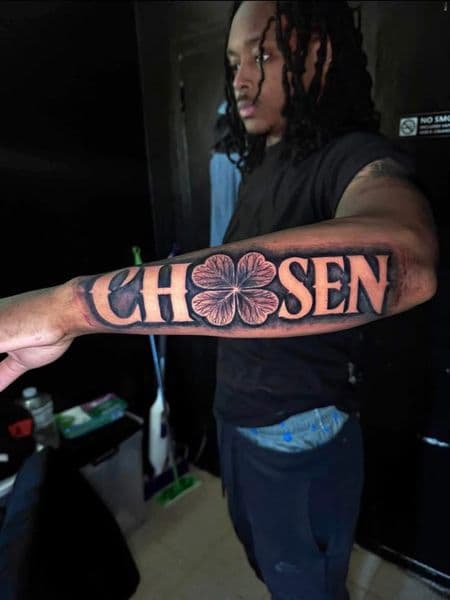 Black & Grey + Lettering chosen tattoo on Forearm by 8balltattoo on TattMe