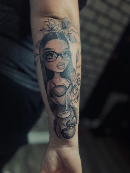 Black & Grey + Illustrative woman tattoo on Forearm by tatt__artistkey on TattMe