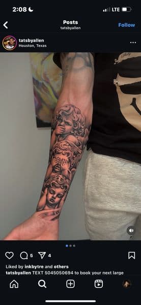 Black & Grey + Realism cherubs tattoo on Forearm by tatsbyallen on TattMe