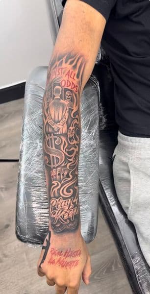 Black & Grey + Illustrative man tattoo on Forearm by jayden on TattMe