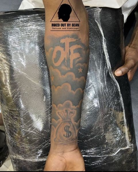 Black & Grey + Illustrative clouds tattoo on Forearm by Jennifer_Lopez_ on TattMe