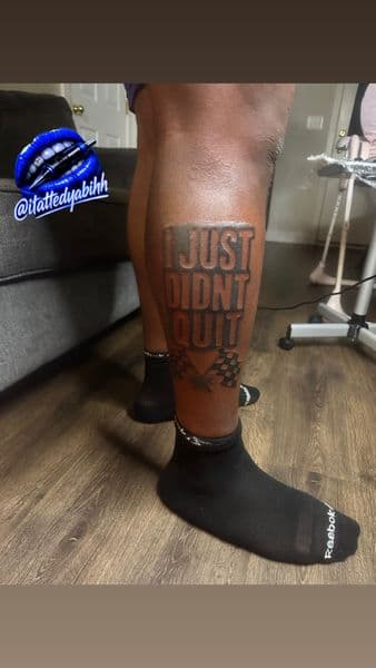 Lettering + Black-work lettering tattoo on Shin by itattyedyabihh on TattMe