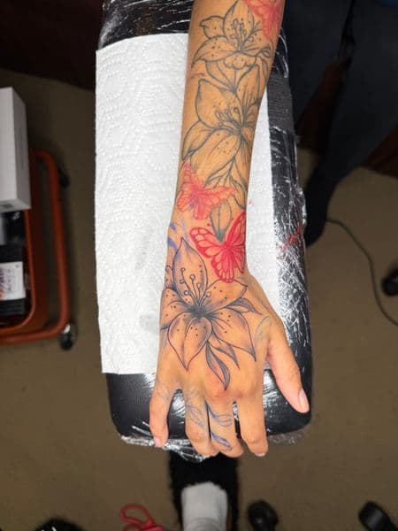 Fine Line + Floral flowers tattoo on Forearm by itattyedyabihh on TattMe