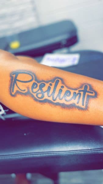 Lettering + Script resilient tattoo on Forearm by Dcmbrs_finest on TattMe