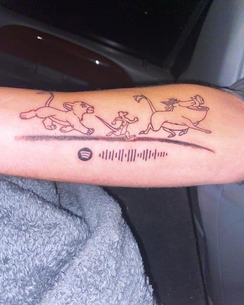 Line-work + Cartoon lion king tattoo on Forearm by Dcmbrs_finest on TattMe