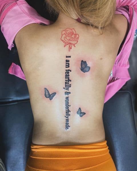 Fine Line + Black-work rose tattoo on Spine by Dcmbrs_finest on TattMe