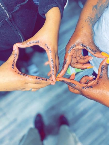 Lettering + Fine Line lettering tattoo on Fingers by Dcmbrs_finest on TattMe