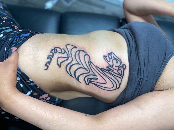 Black-work + Line-work tiger tattoo on Ribs by Dcmbrs_finest on TattMe