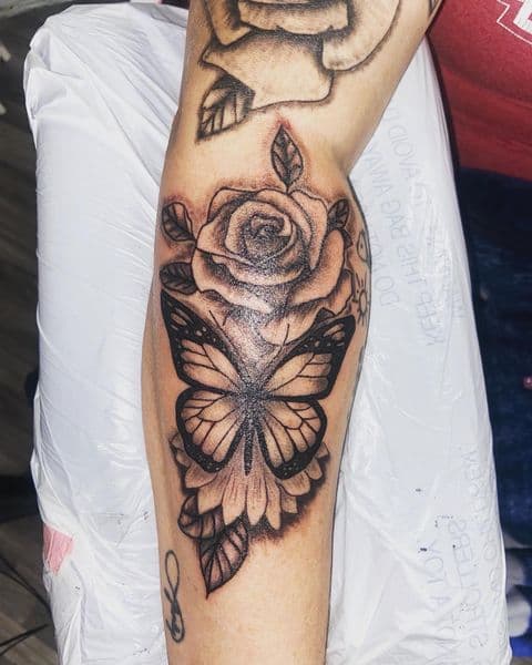 Black & Grey + Illustrative butterfly tattoo on Forearm by Dcmbrs_finest on TattMe