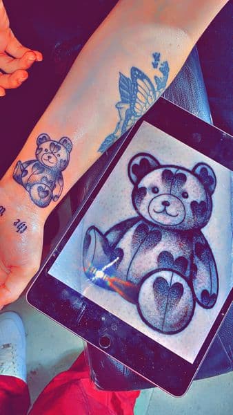 Dot-work + Illustrative teddy bear tattoo on Wrist by Dcmbrs_finest on TattMe