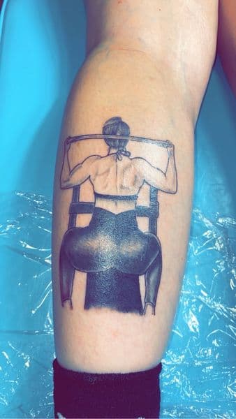 Black & Grey + Illustrative person tattoo on Calf by Dcmbrs_finest on TattMe