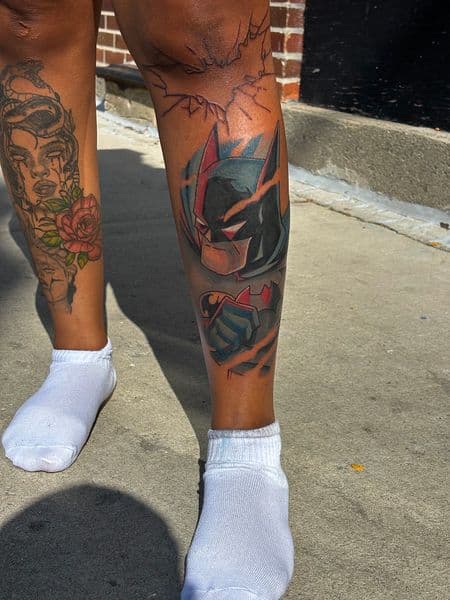 Illustrative + Color medusa tattoo on Calf by Duke on TattMe