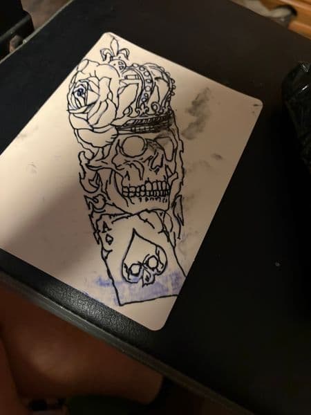 Traditional + Line-work skull tattoo by big_pimp_brayden on TattMe