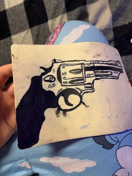 Illustrative + Black-work revolver tattoo by big_pimp_brayden on TattMe