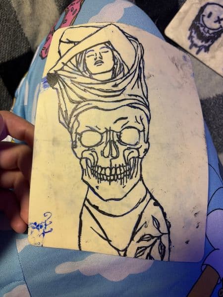 Illustrative + Line-work skull tattoo by big_pimp_brayden on TattMe