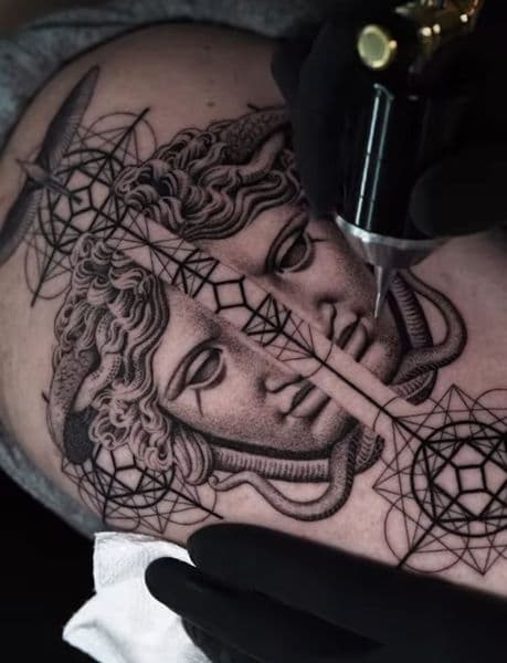 Black & Grey + Realism medusa tattoo on Shoulder by Daniel_Slime_Tattoo on TattMe