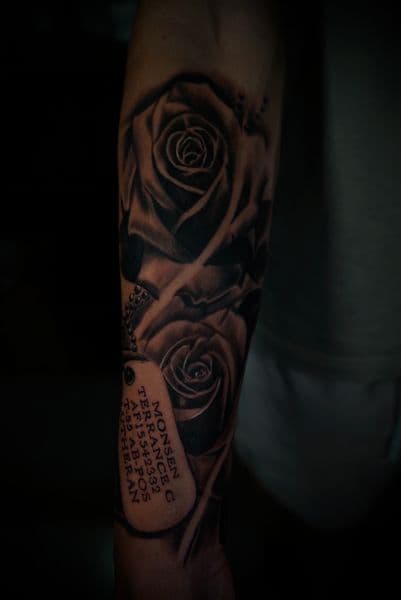 Black & Grey + Realism roses tattoo on Forearm by ratedr.ink on TattMe
