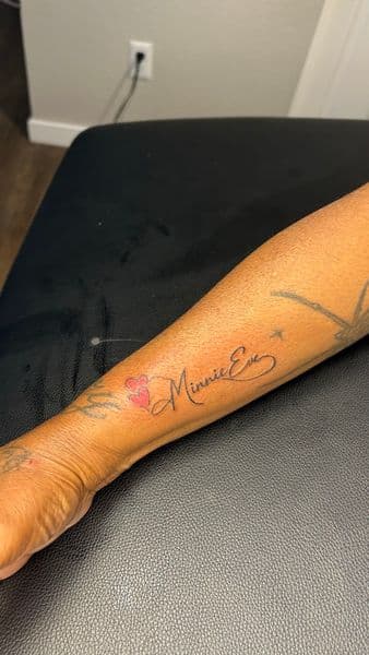 Script + Lettering hearts tattoo on Forearm by Slimxink on TattMe