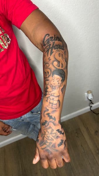 Lettering + Cartoon lettering tattoo on Forearm by Slimxink on TattMe
