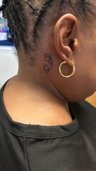Fine Line + Minimalist butterfly tattoo on Behind Ear by Slimxink on TattMe
