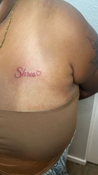 Lettering + Script lettering tattoo on Upper Back by Slimxink on TattMe
