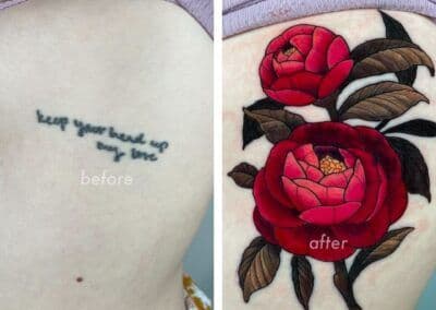 Neo-Traditional + Color roses tattoo on Side (Torso) by darya on TattMe