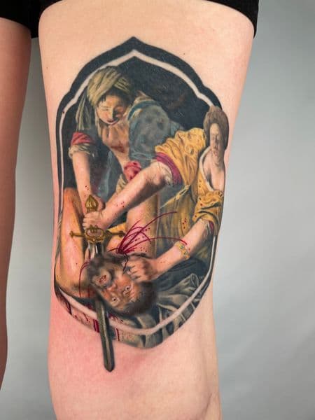 Realism + Color women tattoo on Thigh by darya on TattMe