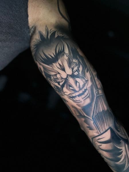 Black & Grey + Illustrative character tattoo on Forearm by TattedMonkey_Tattoos on TattMe