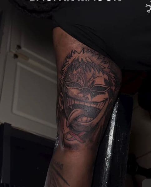 Black & Grey + Anime anime character tattoo on Knee by DON_X_TATTOOS on TattMe