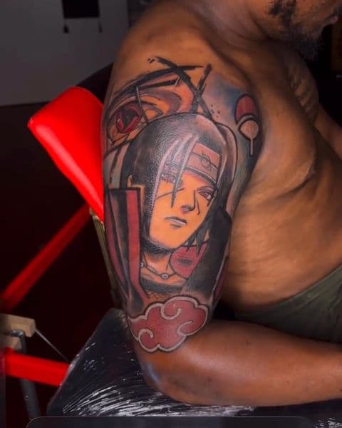 Anime + Pop Culture itachi uchiha tattoo on Upper Arm by DON_X_TATTOOS on TattMe