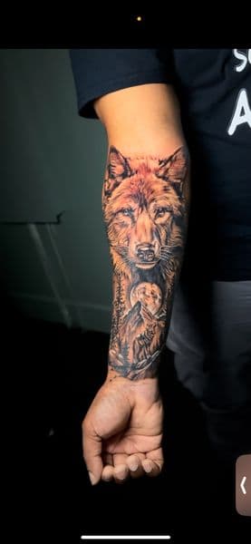 Realism + Black & Grey wolf tattoo on Forearm by DON_X_TATTOOS on TattMe